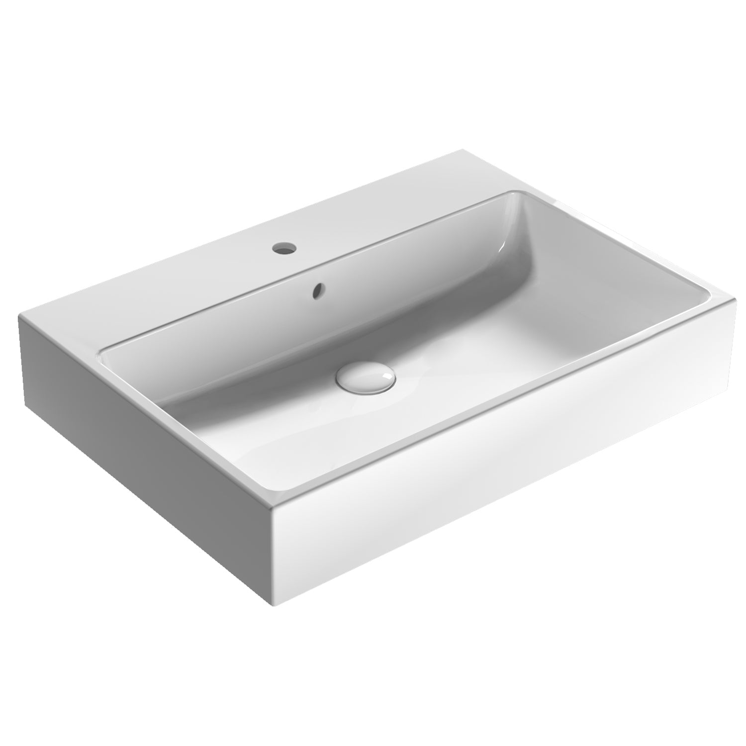 Lavabo rettangolare Stone 70x50x13 cm Ceramica Globo â€“ Bianco lucido