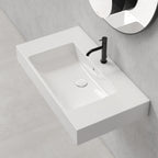 Lavabo rettangolare con piani laterali Stone 90x50x13 cm Ceramica Globo â€“ Bianco lucido