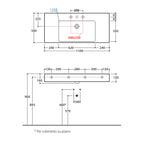 Lavabo rettangolare con piani laterali Stone 110x50x13 cm Ceramica Globo â€“ Bianco lucido