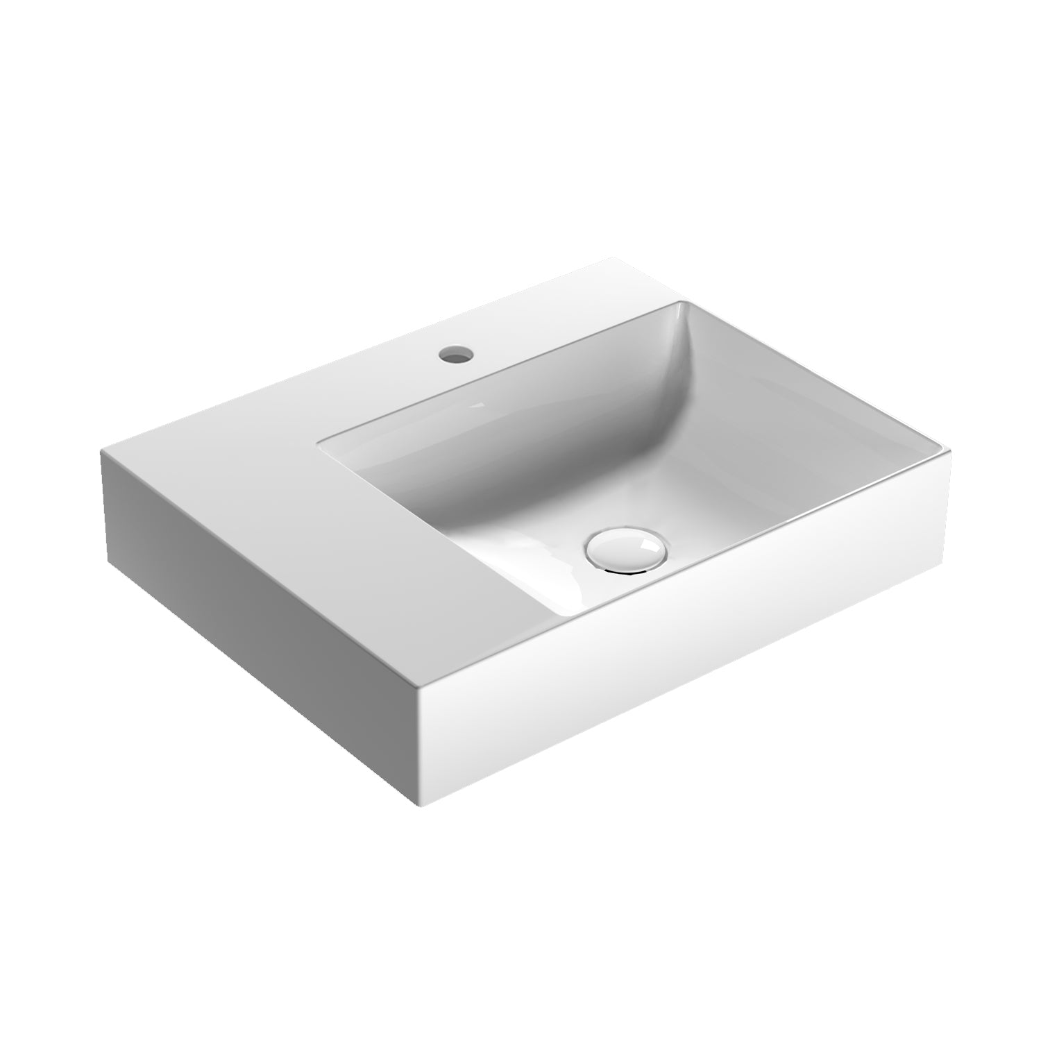 Lavabo rettangolare con piano a sinistra T-Edge 60x47x12 cm Ceramica Globo â€“ Bianco lucido
