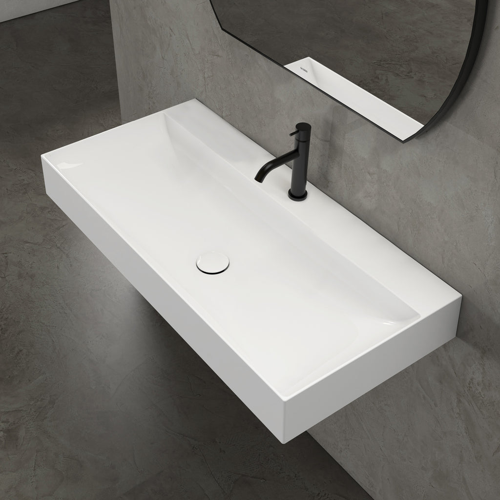 Lavabo rettangolare T-Edge 100x47x12 cm Ceramica Globo â€“ Bianco lucido