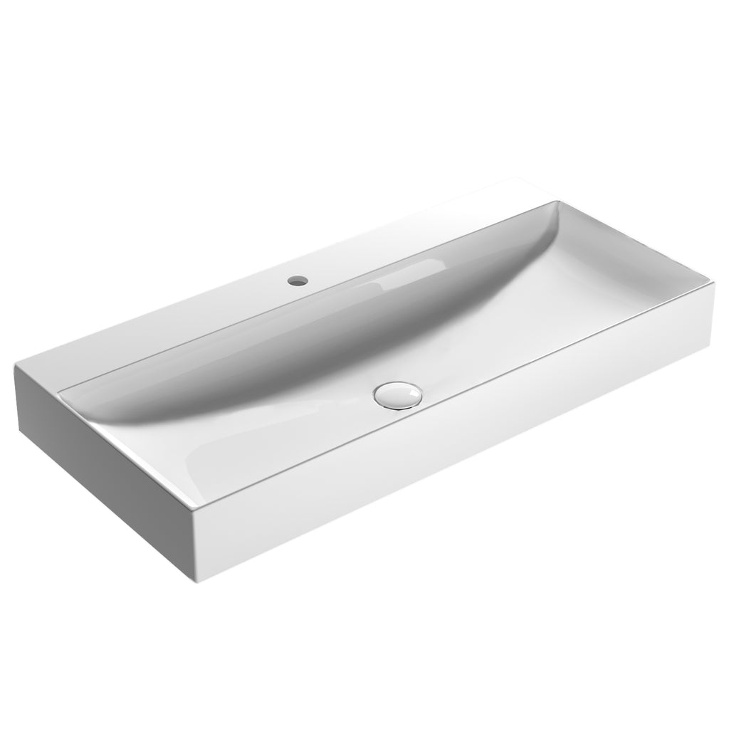 Lavabo rettangolare T-Edge 100x47x12 cm Ceramica Globo â€“ Bianco lucido