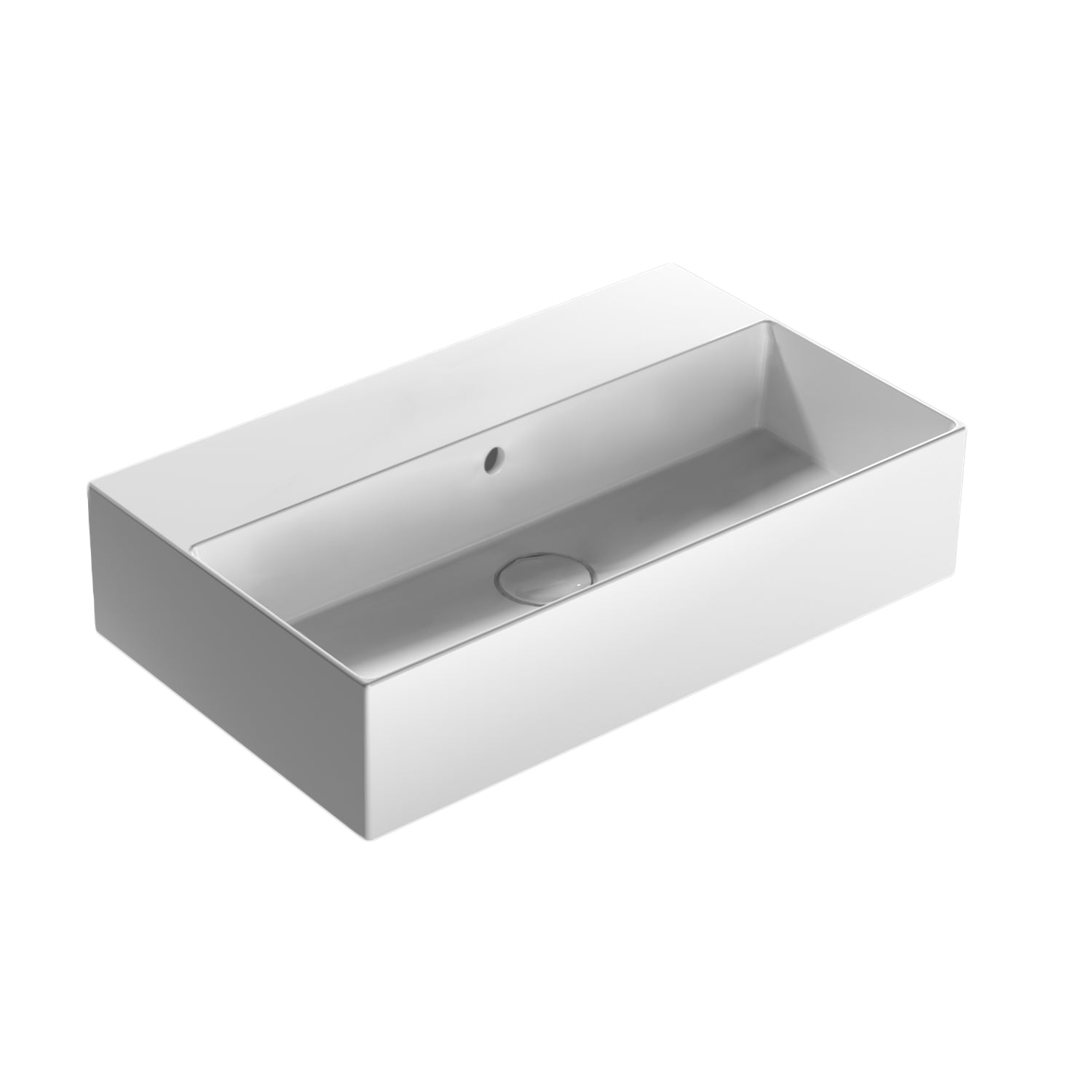 Lavabo da appoggio o sospeso T-Edge 61x37 cm Ceramica Globo - Bianco lucido