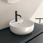 Lavabo rotondo da appoggio Koi Ã¸42x14 cm Ceramica Globo con foro rubinetteria - Bianco lucido