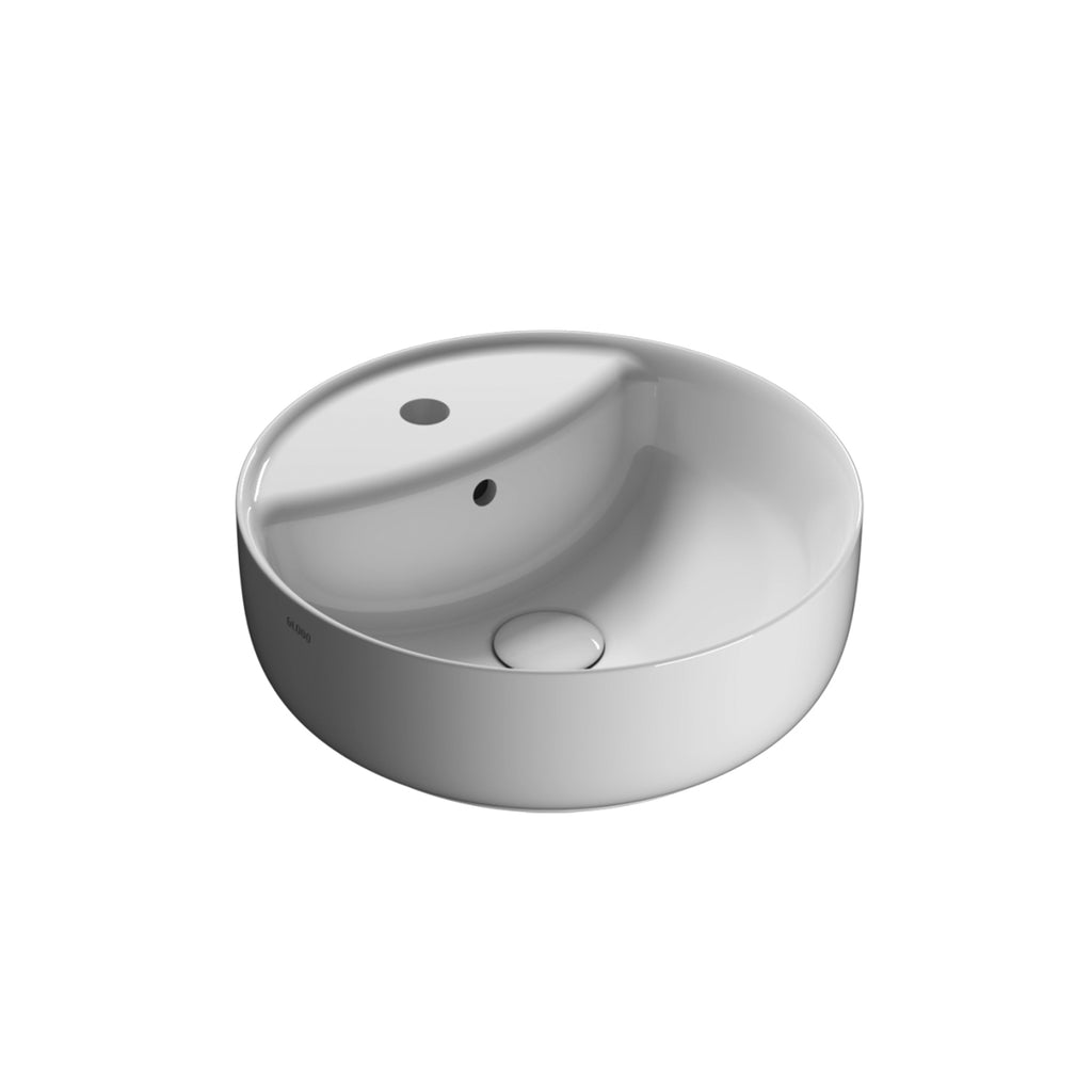 Lavabo rotondo da appoggio Koi Ã¸42x14 cm Ceramica Globo con foro rubinetteria - Bianco lucido