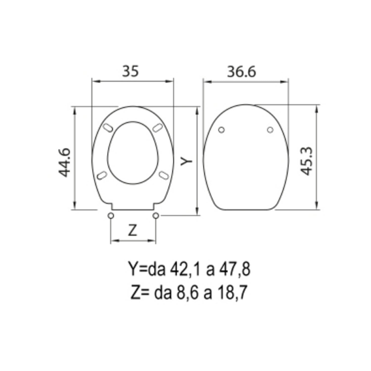 Sedile per wc mascalzone con chiusura rallentata in termoindurente