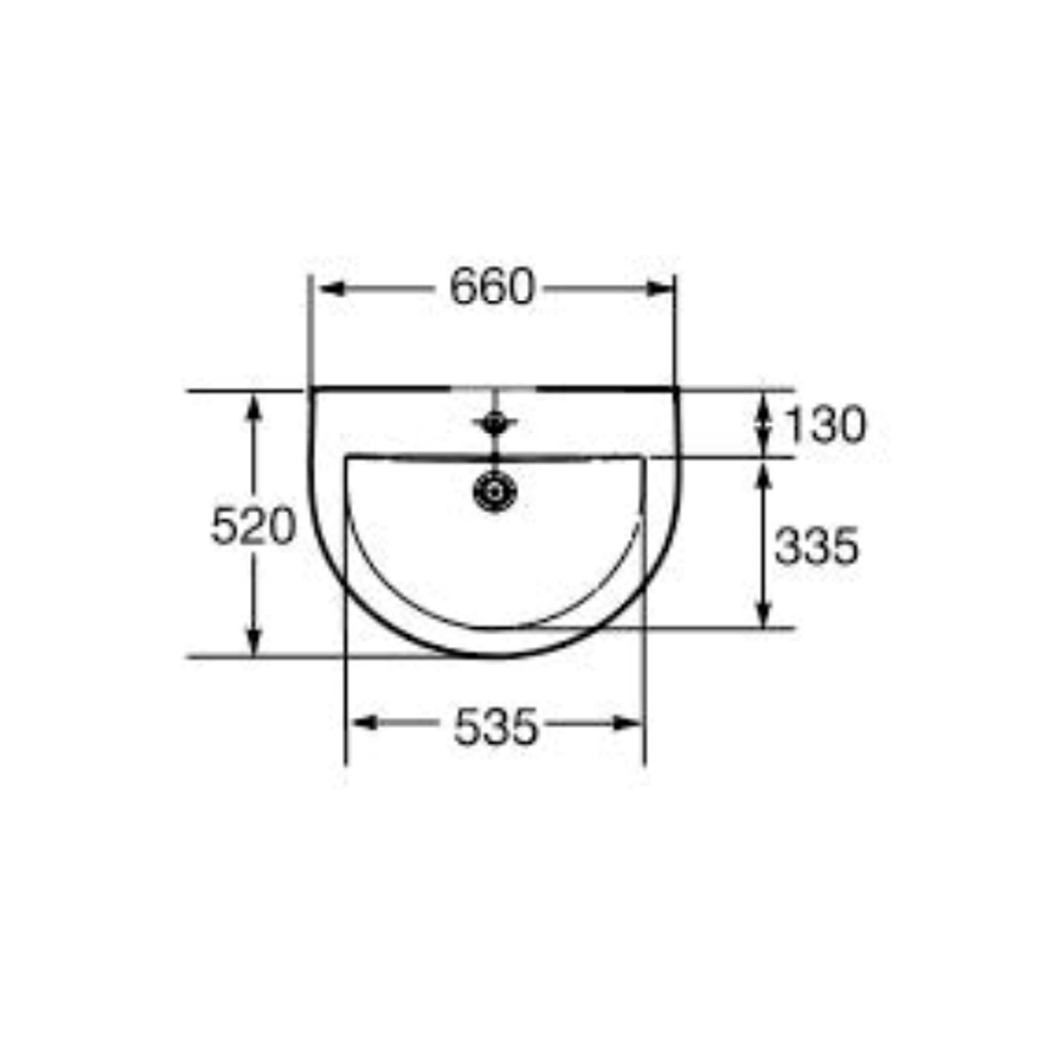 Lavabo monoforo 66x52 in porcellana Bianco