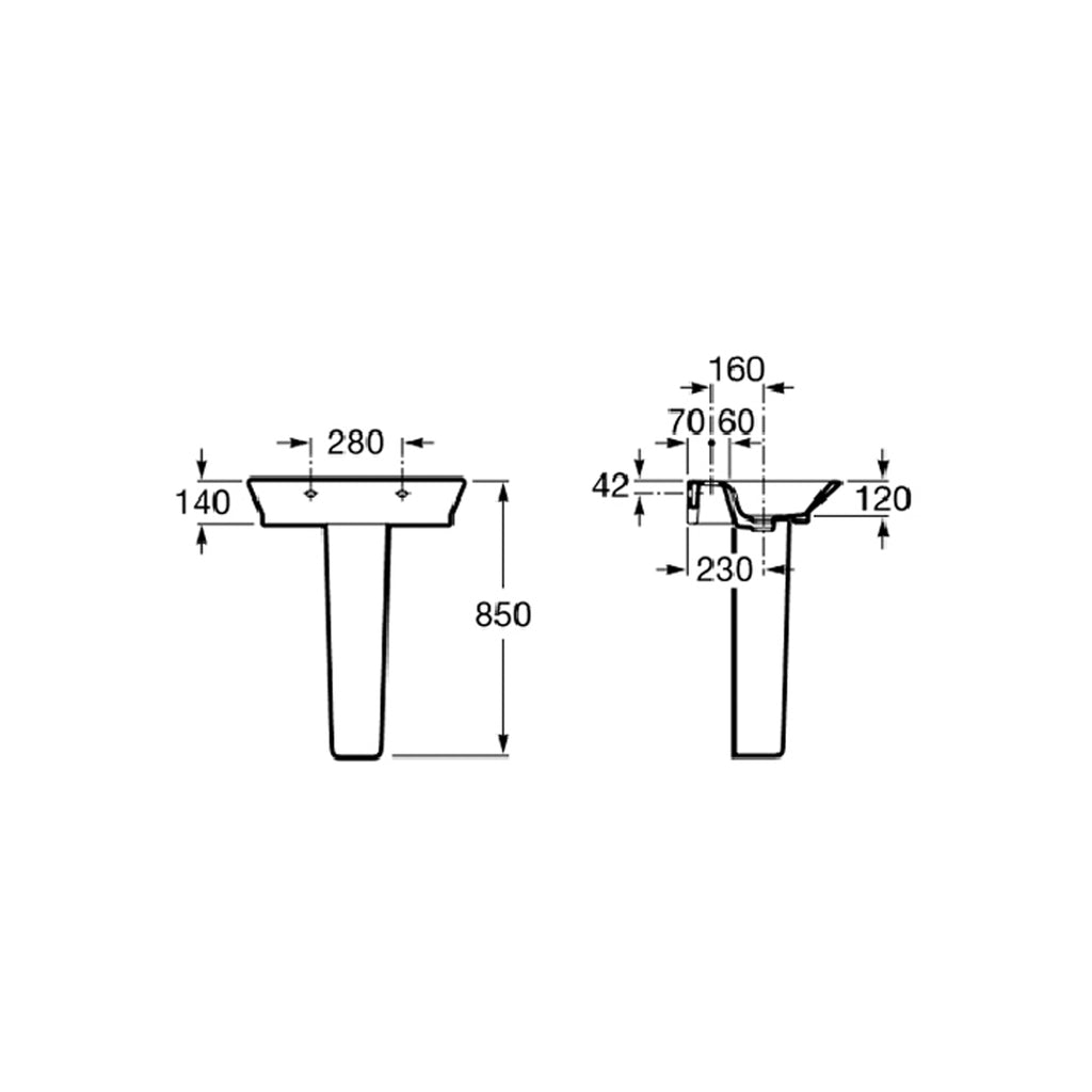 Semicolonna Bianca serie Link 220x180xH720mm per lavabo monoforo 60x47