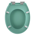 Sedile WC universale modello KLAK realizzato in  Thermo Dur Colore Verde Menta e Cerniere in acciaio inox