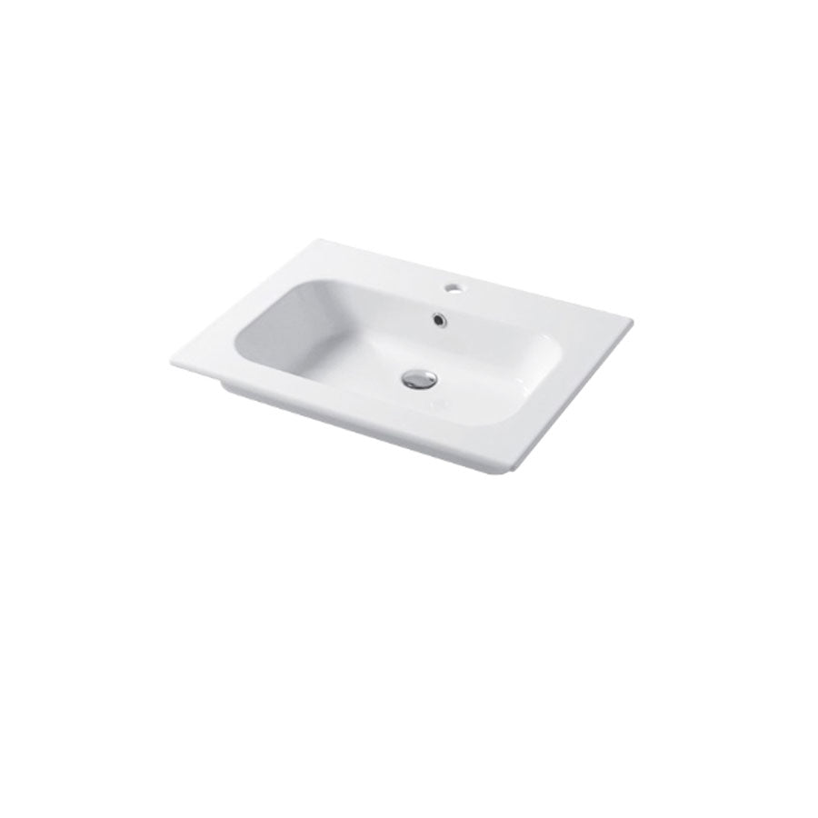 Lavabo a consolle in ceramica bianca lucida serie Qubo Square 51 Disegno-Ceramica 71cm