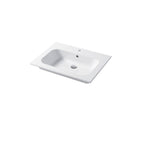 Lavabo a consolle in ceramica bianca lucida serie Qubo Square 51 Disegno-Ceramica 71cm