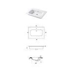 Lavabo a consolle in ceramica bianca lucida serie Qubo Square 51 Disegno-Ceramica 71cm