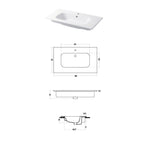 Lavabo a consolle in ceramica bianca lucida serie Qubo Square 51 Disegno-Ceramica 86cm