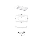 Lavabo a consolle in ceramica bianca lucida serie Qubo Square 51 Disegno-Ceramica 91cm