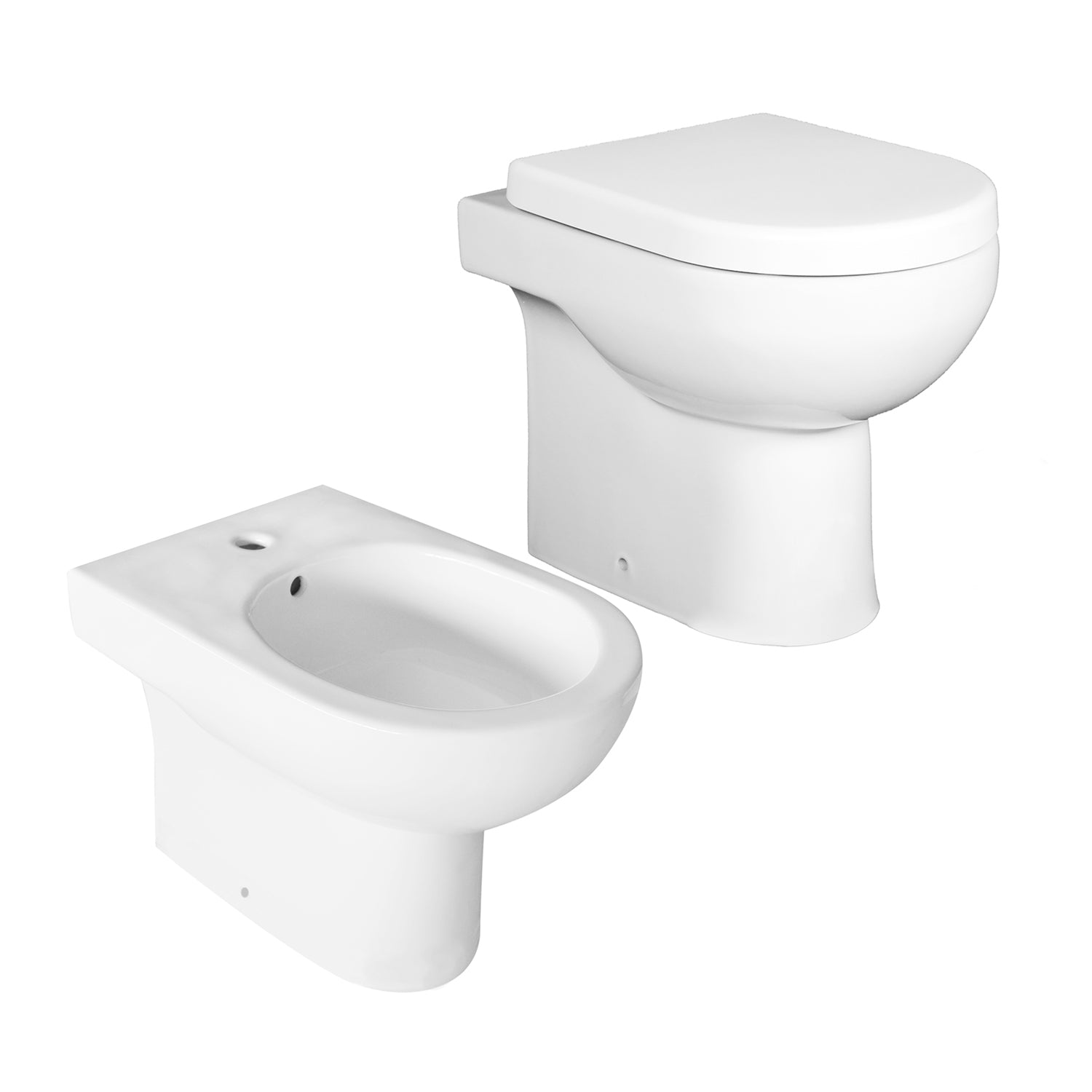 Coppia di sanitari filomuro Claim di Linpha Sanitary cm 37