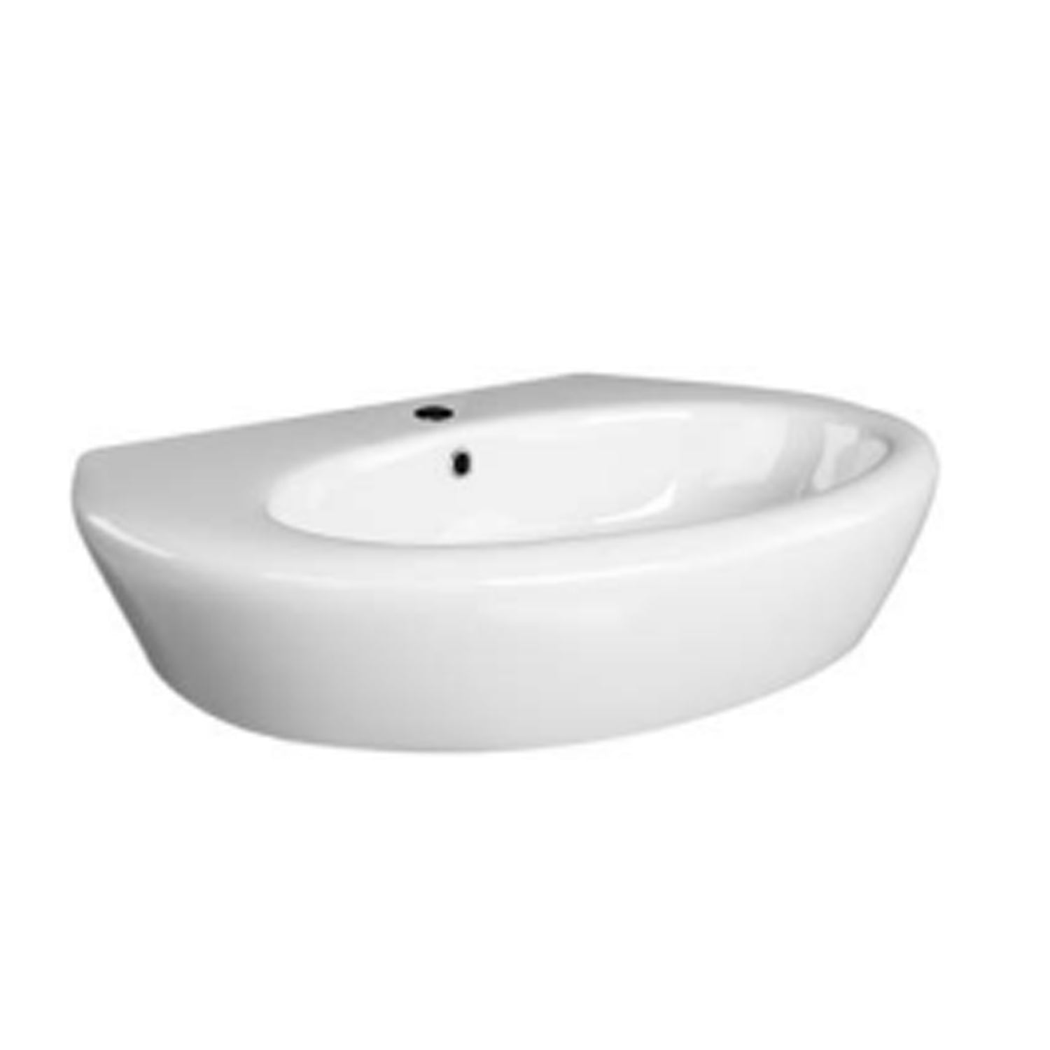 Lavabo d'appoggio monoforo Claim in ceramica bianca con troppo pieno cm 68x30