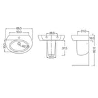 Lavabo d'appoggio monoforo Claim in ceramica bianca con troppo pieno cm 68x30