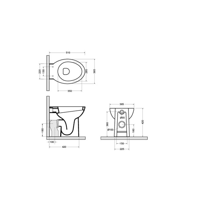 Sanitari a terra filo parete Axa collezione Prima wc + bidet + sedile soft close