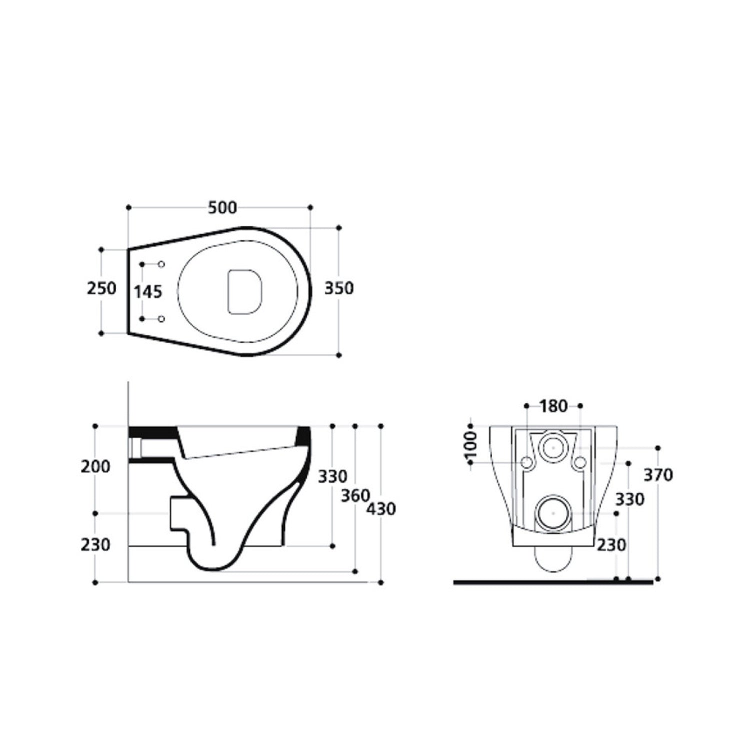Coppia di sanitari sospesi rimless Axa modello Cinque 50x35 cm - Bianco Lucido