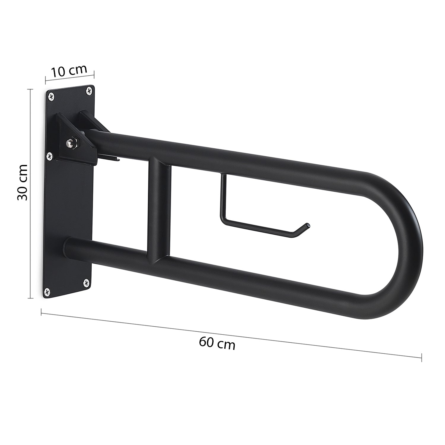 5657-14 - Appoggio ribaltabile con portarotolo modello Snug Gedy - Nero Opaco