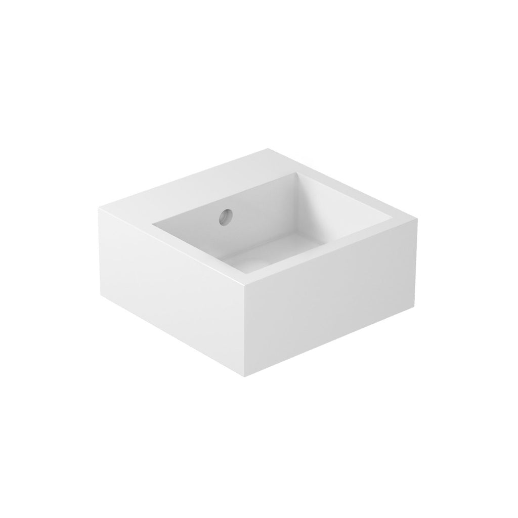 Lavabo quadrato da appoggio/sospeso serie Plus Design di Ceramica Galassia -  Bianco lucido 40x40cm