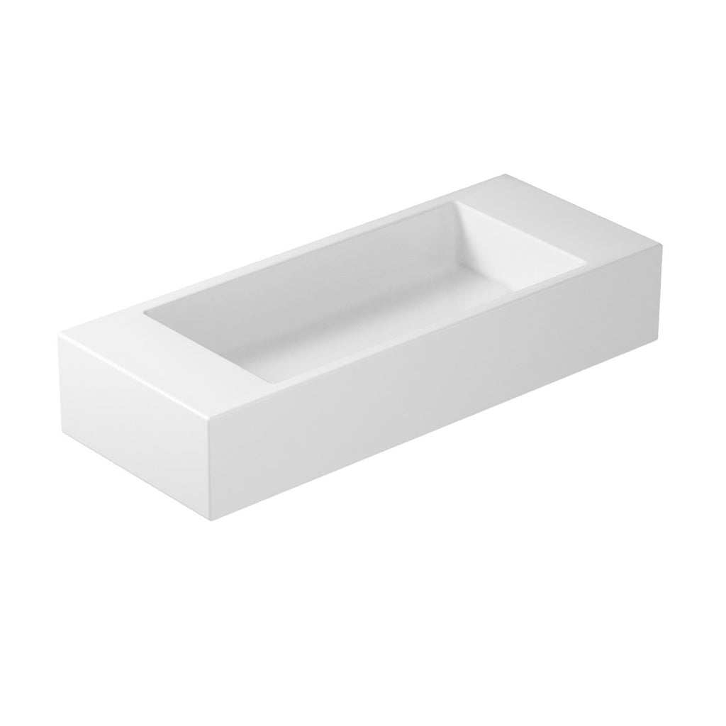 Lavabo da appoggio serie Plus Design di Ceramica Galassia -  Bianco lucido cm 75x30xh14