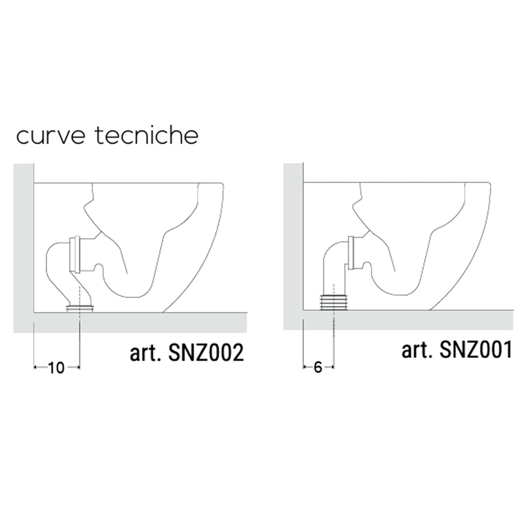 Vaso filomuro senza brida con Copriwater Soft Close BathCore serie Aria 52x37 x H40.5 cm - Bianco Lucido
