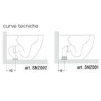 Vaso filomuro senza brida con Copriwater Soft Close BathCore serie Aria 52x37 x H40.5 cm - Bianco Lucido