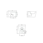 Sanitari filomuro senza brida con copriwater Soft Close BathCore serie Tela L 36 x P 56 x H 41 cm â€“ Bianco lucido