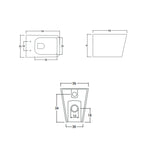 Sanitari filomuro senza brida con copriwater Soft Close BathCore serie Tela L 36 x P 56 x H 41 cm â€“ Bianco lucido