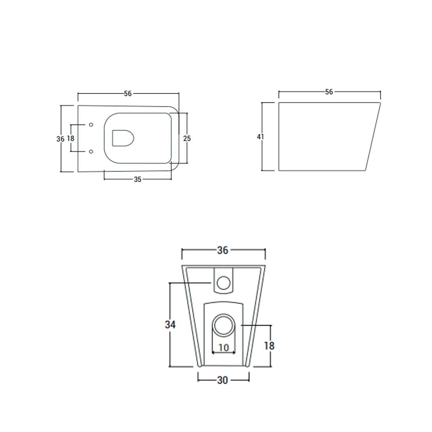 Sanitari filomuro senza brida con copriwater Soft Close BathCore serie Tela L 36 x P 56 x H 41 cm â€“ Bianco lucido