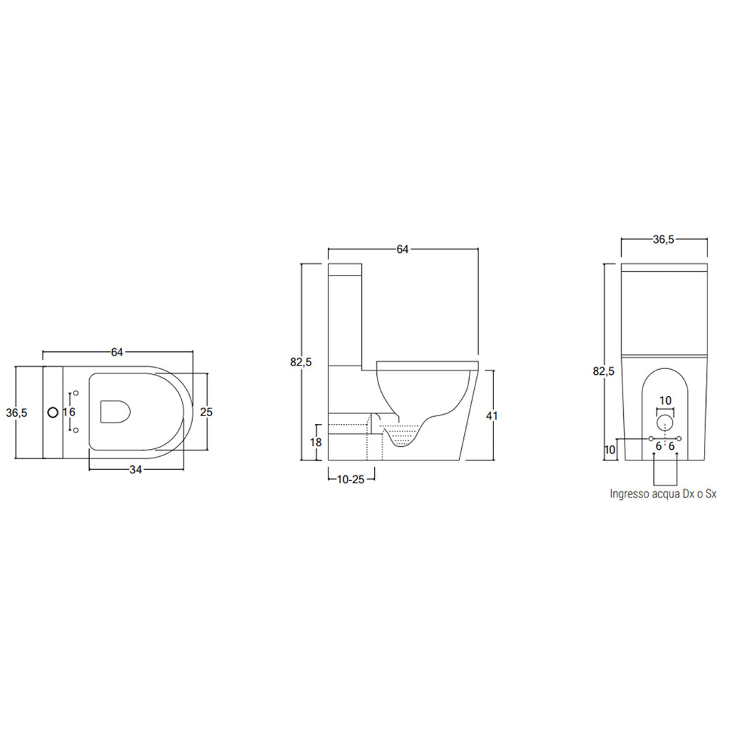 Vaso monoblocco con copriwater soft close Tela BathCore L 36