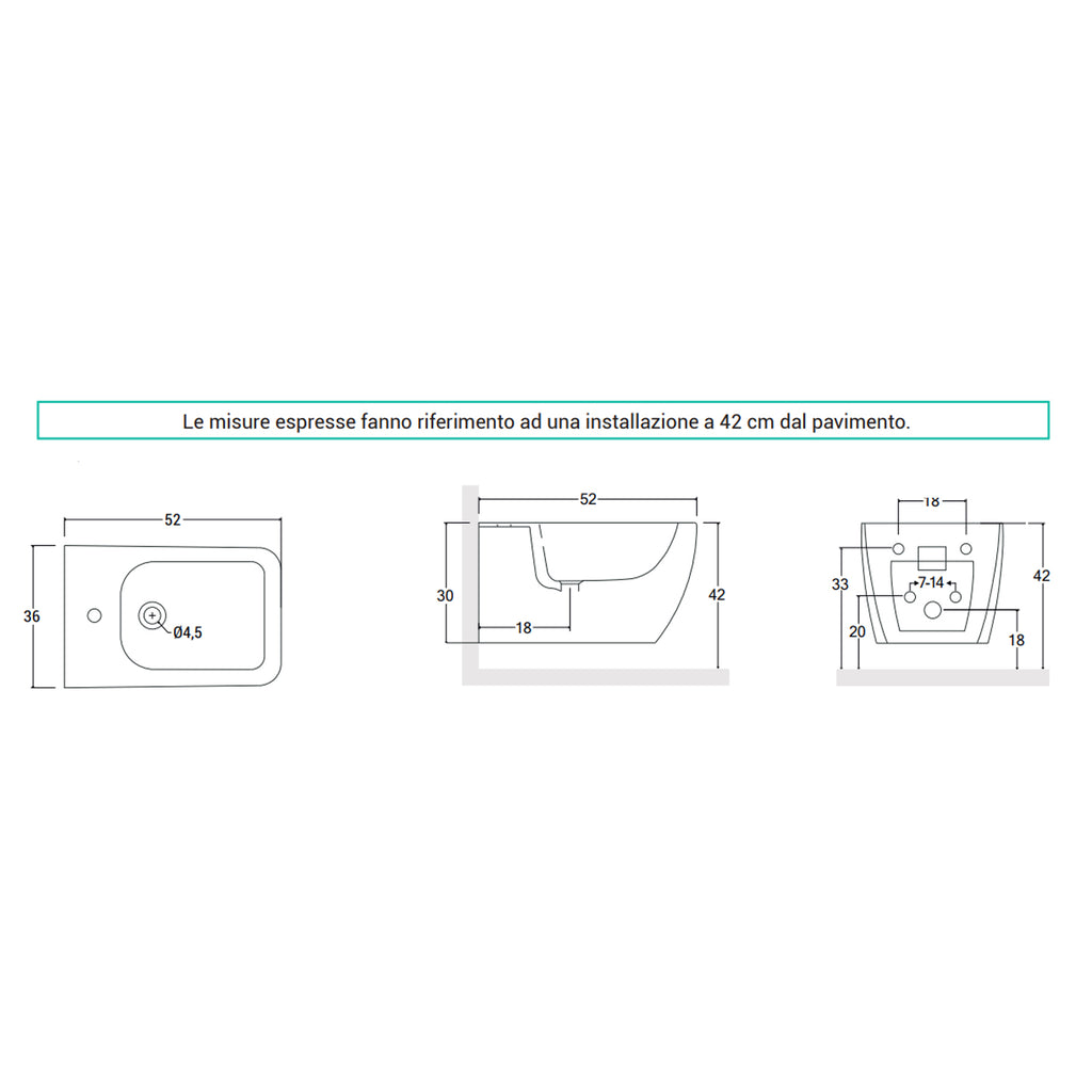 Sanitari filomuro senza brida con copriwater Soft Close BathCore serie Tela L 36 x P 52 x H 34 cm â€“ Bianco lucido