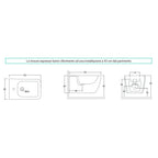 Sanitari filomuro senza brida con copriwater Soft Close BathCore serie Tela L 36 x P 52 x H 34 cm â€“ Bianco lucido