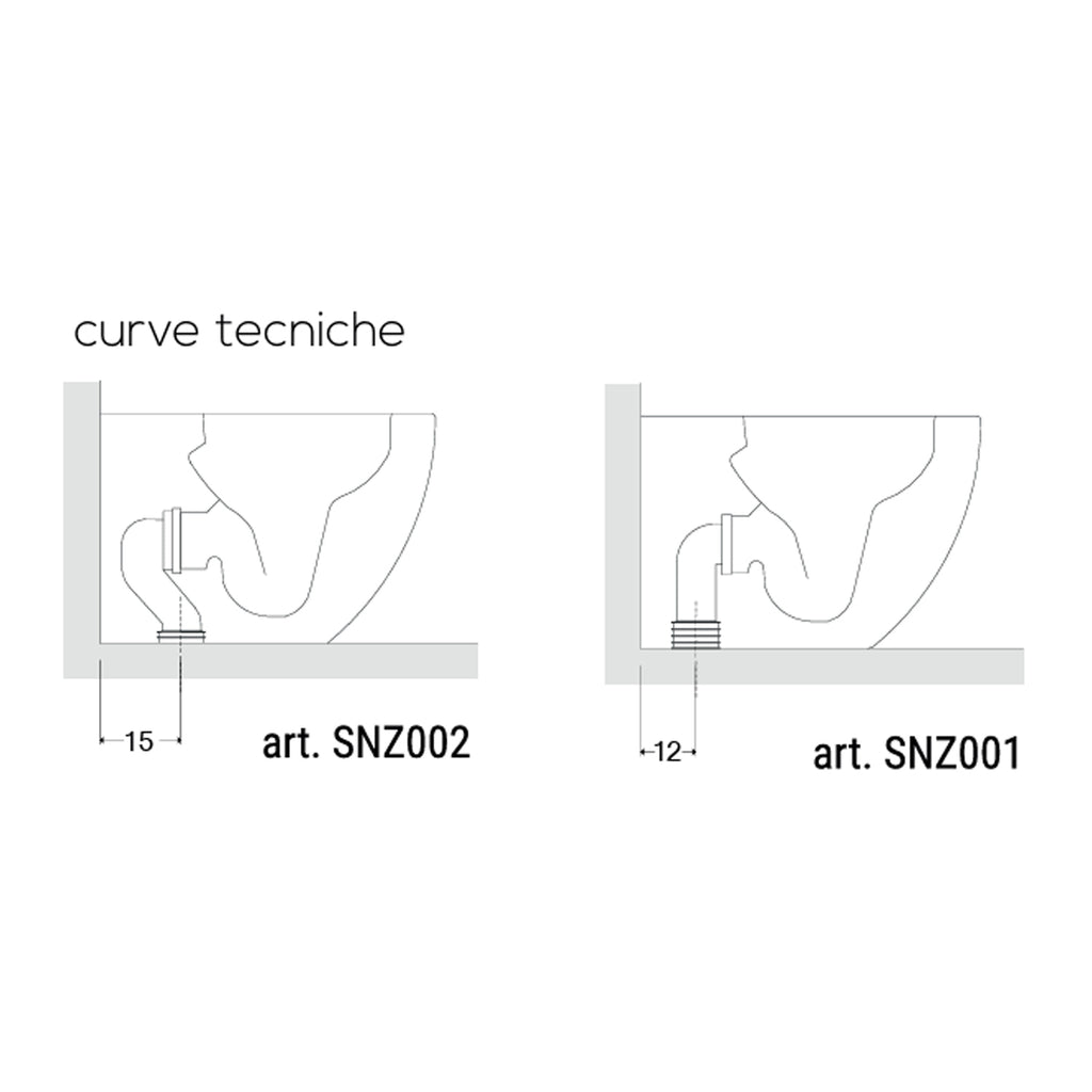 Vaso filomuro 56x37 cm BathCore serie Aria Special H50 - Bianco Lucido