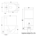 Vaso filomuro monoblocco 61x37 x 80 cm BathCore serie Aria - Bianco Lucido