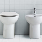 Sanitari filo parete ceramica azzurra fast wc + bidet + sedile soft close slim