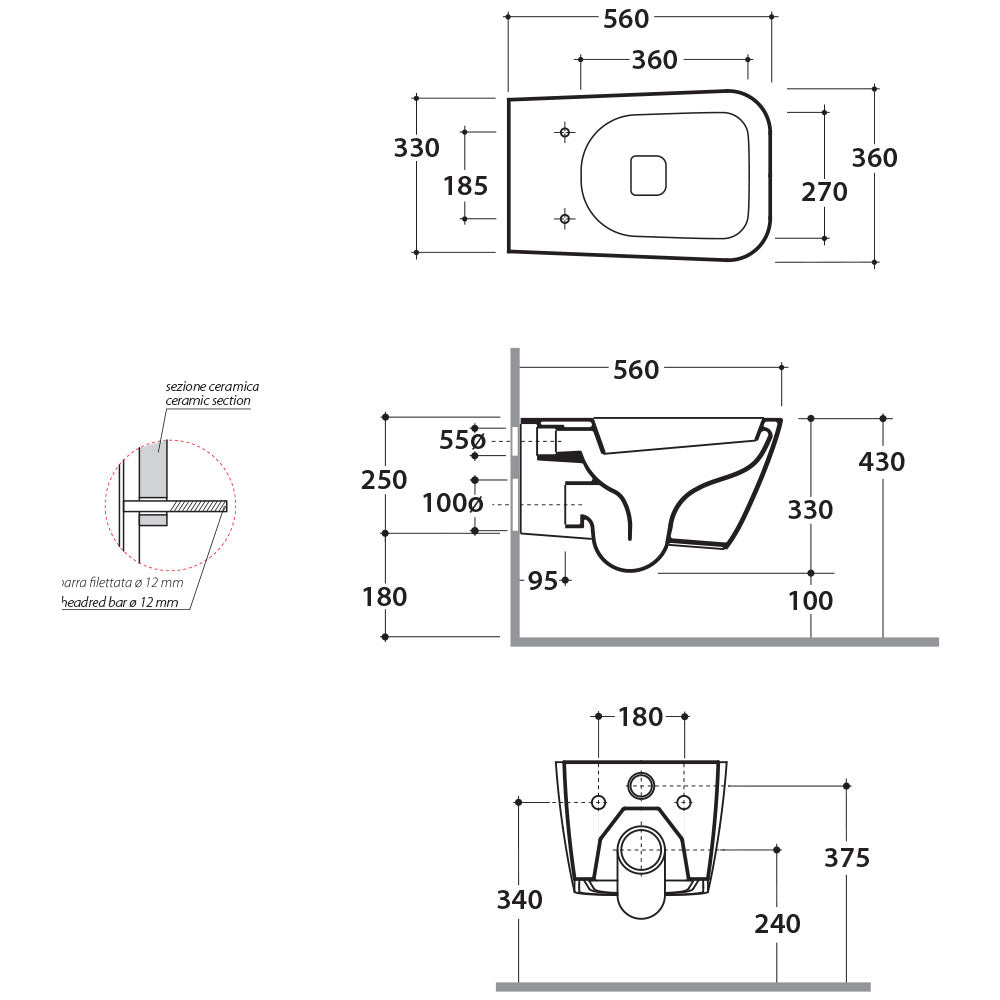 Sanitari Sospesi Ceramica Globo Stone 56 WC + BIDET + SEDILE SOFT CLOSE