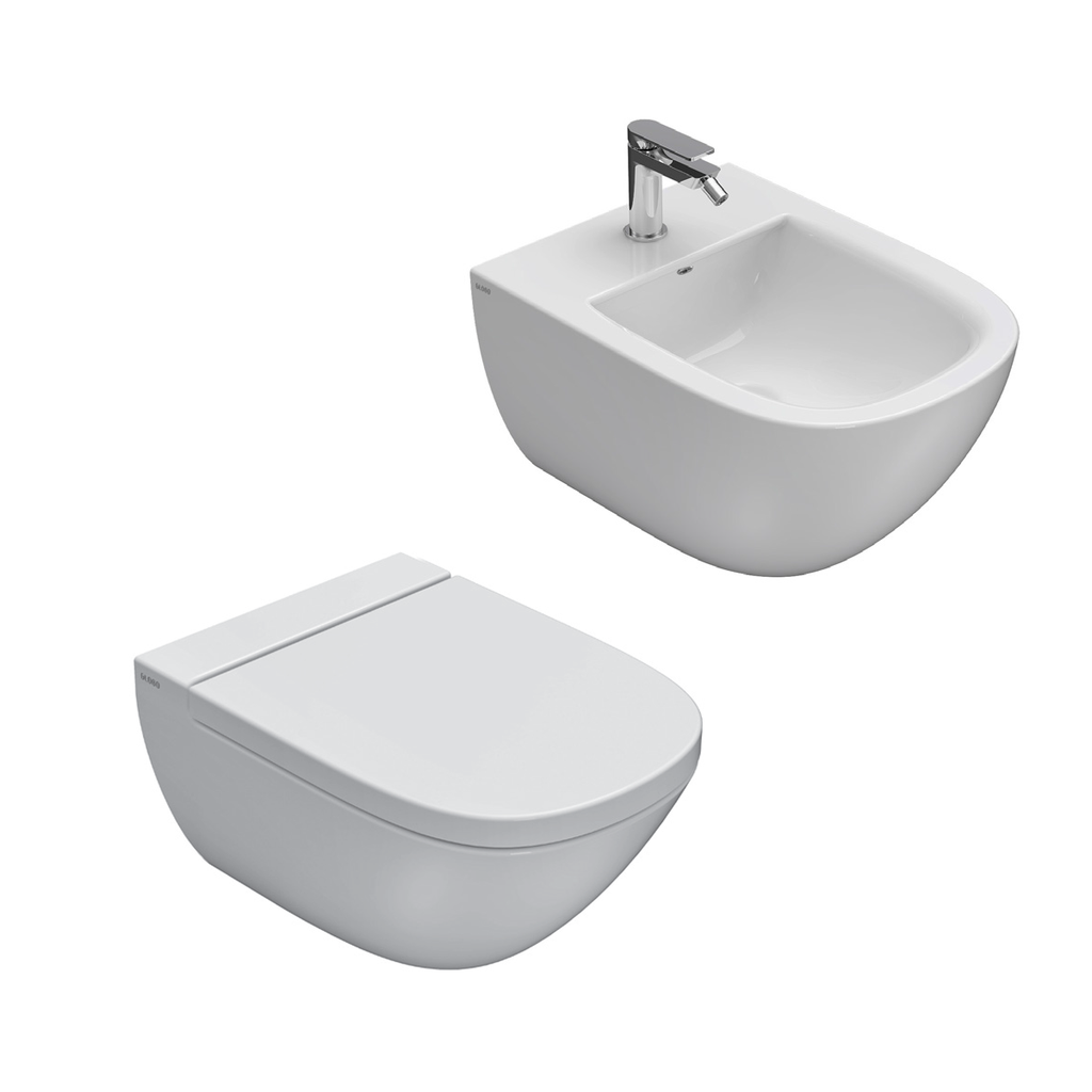 Sanitari Sospesi Ceramica Globo Stockholm 51 WC + BIDET + SEDILE SOFT CLOSE