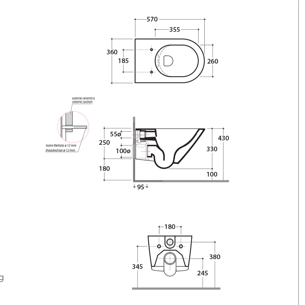 Sanitari Sospesi Senza Brida Ceramica Globo Forty3 57 WC + BIDET + SEDILE SOFT CLOSE