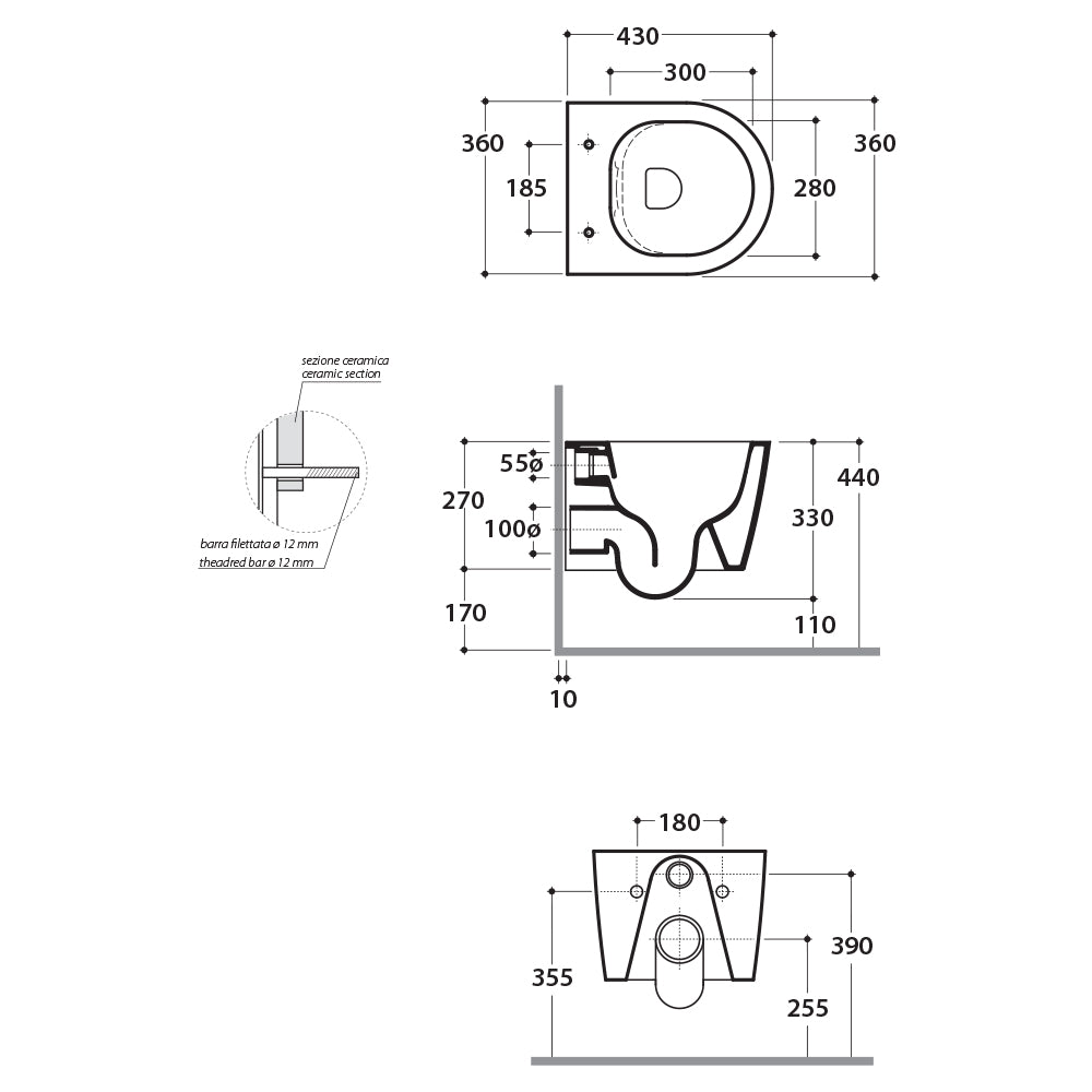 Sanitari Sospesi Ceramica Globo Forty3  cm 43  WC + BIDET + SEDILE SOFT CLOSE