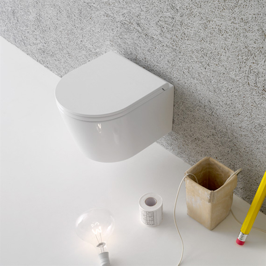 Vaso Sospeso senza brida Ceramica Globo Forty3  cm 43 WC con sedile soft close