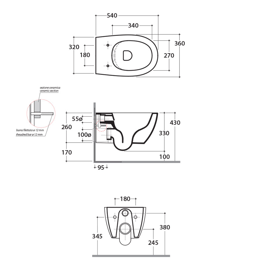Sanitari Sospesi senza brida Ceramica Globo 4ALL  WC + BIDET + SEDILE
