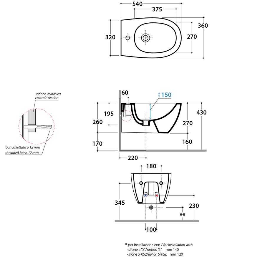 Sanitari Sospesi senza brida Ceramica Globo 4ALL  WC + BIDET + SEDILE