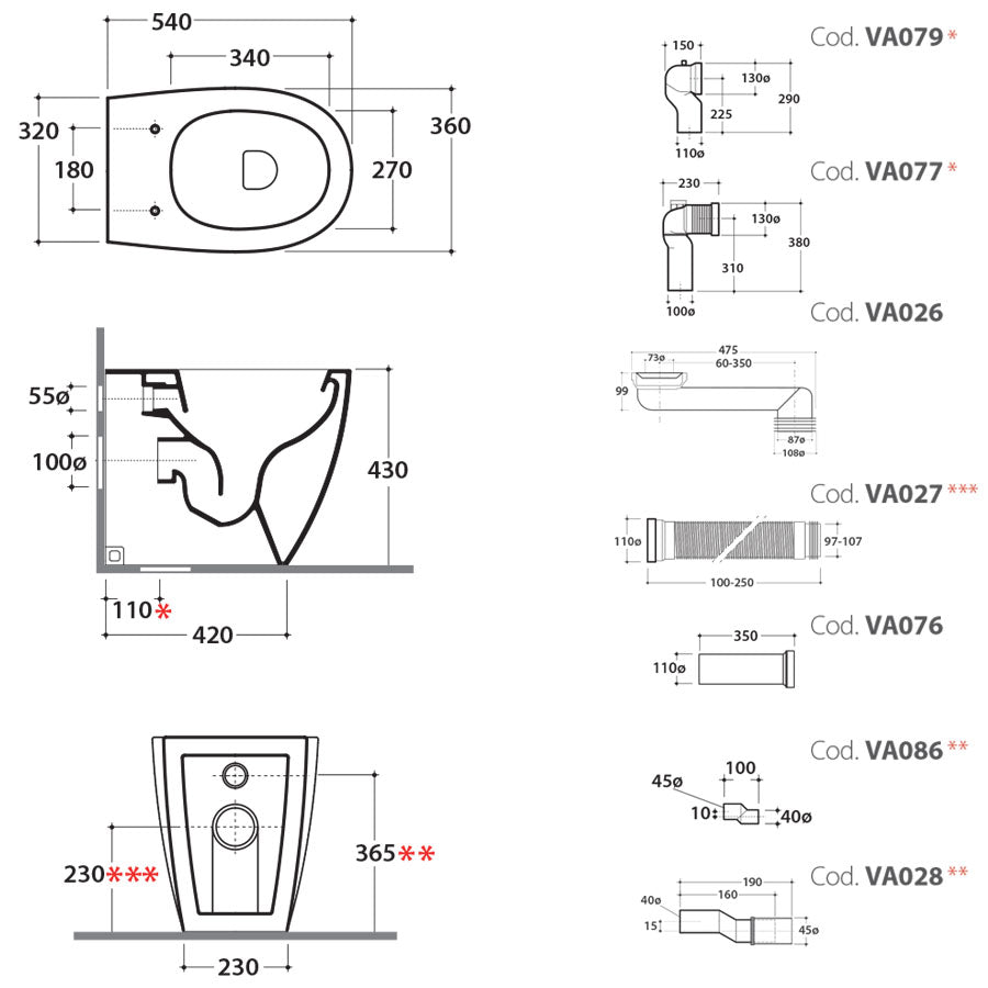 Sanitari Filomuro Ceramica Globo 4ALL MULTI 2.0 wc+bidet+sedile soft close