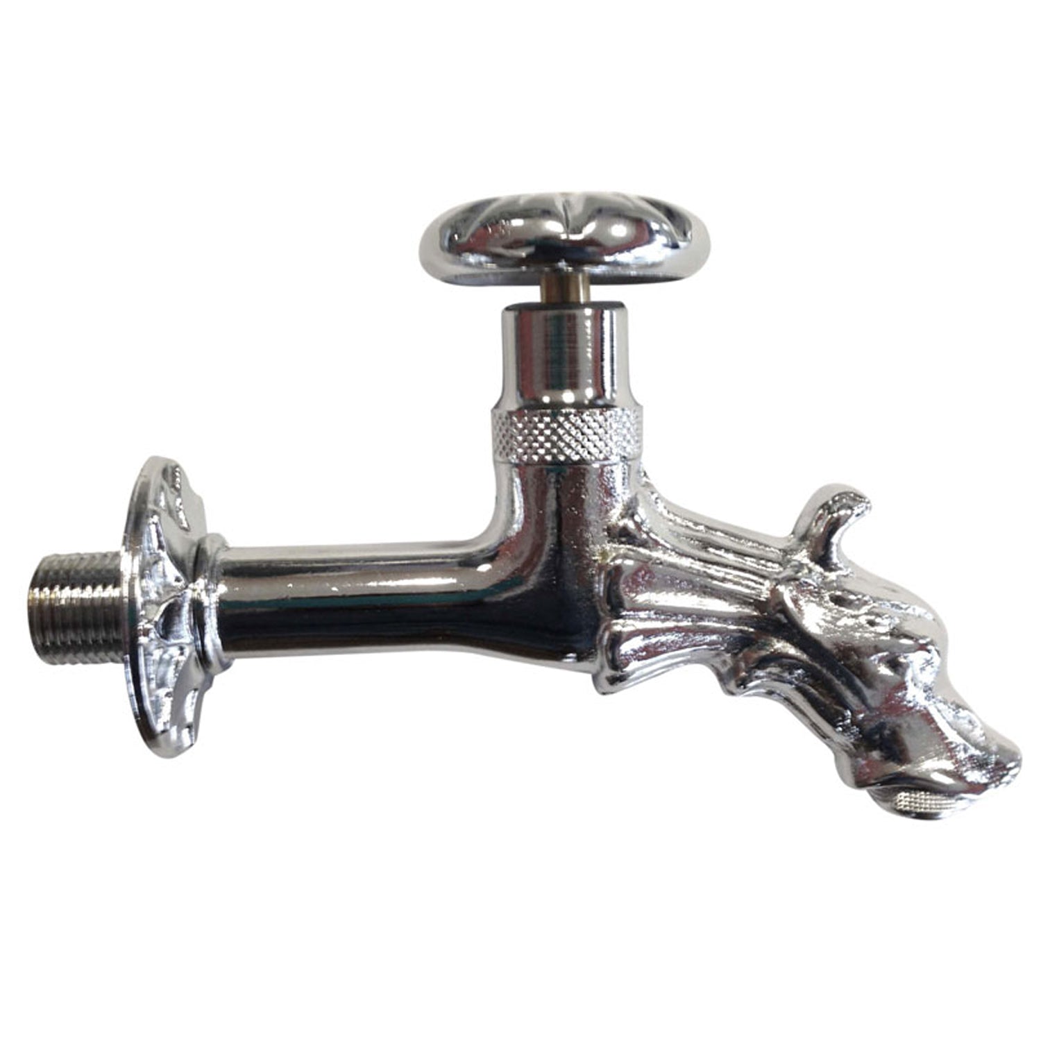 Rubinetto per esterni in ottone cromato con attacco 1/2" a forma animale