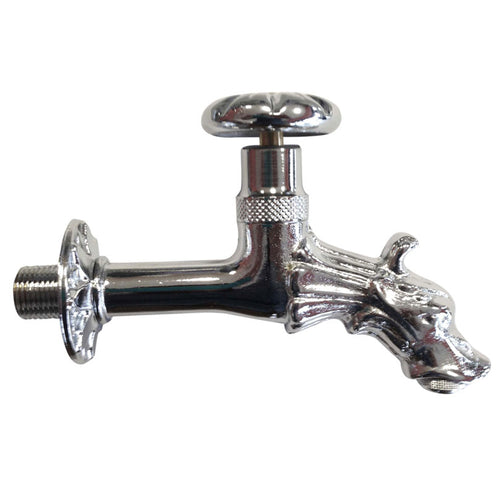 Rubinetto per esterni in ottone cromato con attacco 1/2" a forma animale