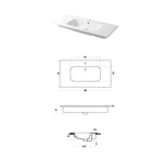 Lavabo a consolle in ceramica bianca lucida serie Qubo Square 51 Disegno-Ceramica 96cm