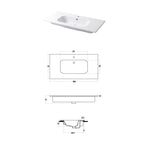 Lavabo a consolle in ceramica bianca lucida serie Qubo Square 51 Disegno-Ceramica 101cm