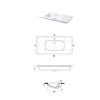 Lavabo a consolle in ceramica bianca lucida serie Qubo Square 51 Disegno-Ceramica 106cm